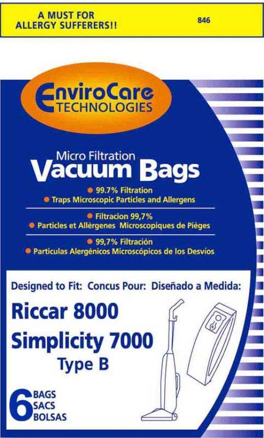 Riccar, Simplicity Type B Vacuum Paper Bags, Riccar 8000/8900/Sim 7000 Generic Part 846, 846-12 - Appliance Genie