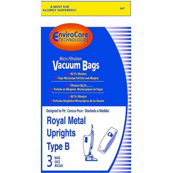 Royal Type B Upright Vacuum Bags 3pk Part 847 - Appliance Genie