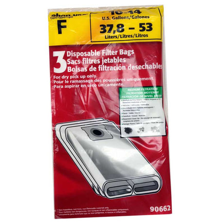 Shop Vac Type F Vacuum Paper Bags, Catch Bag 10-14 Gallon 3 Pk Part 9066200 - Appliance Genie