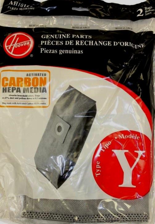 Hoover Type Y Carbon Activated HEPA Bags, 2 bags per pack OEM Part AH10165 - Appliance Genie