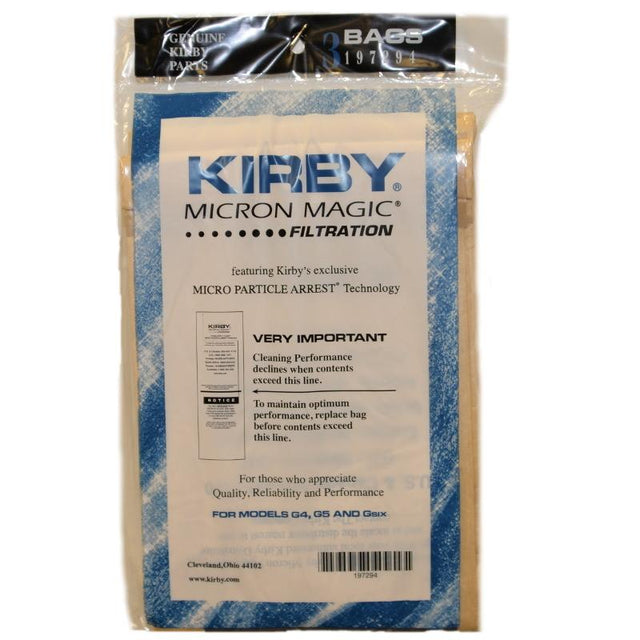 Kirby Vacuum Bags 3PK Part 197294S, 197289S - Appliance Genie