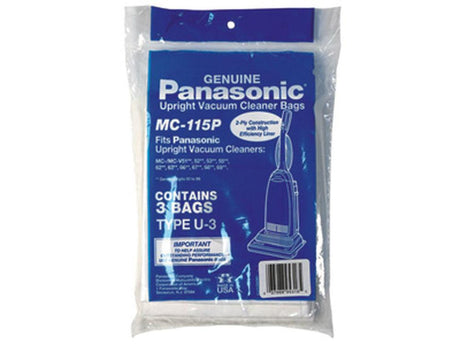 Panasonic Paper Bags, Type U3 Upright 12 Pk Part MC-115PT - Appliance Genie